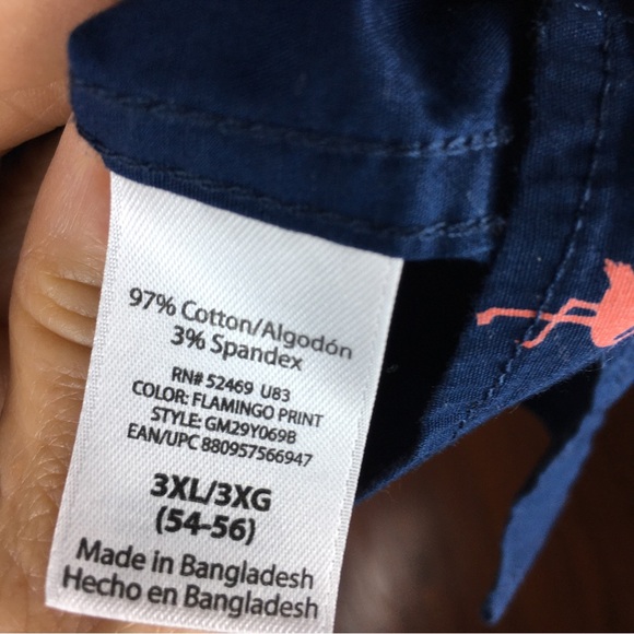 GEORGE CLASSIC FIT NAVY-BLUE PINK FLAMINGO PRINTED CASUAL BUTTON SHIRT MENS 3XL - Picture 13 of 14